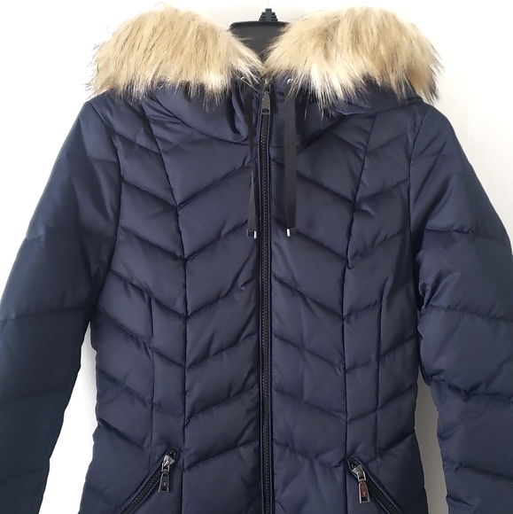 NWT Tahari Jacqueline Maxi Long Down Navy Coat XS - Picture 6 of 8